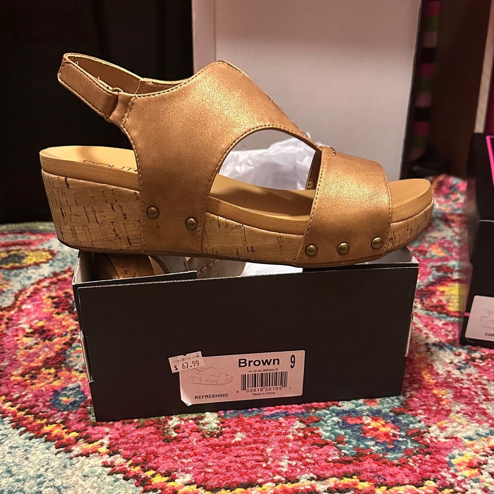 Corkys Women's Brown Wedge Sandals